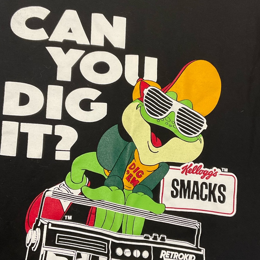 Vintage Kelloggs Tee Sugar Smacks Frog Can You Dig It Black T Shirt Size Small - Picture 3 of 7